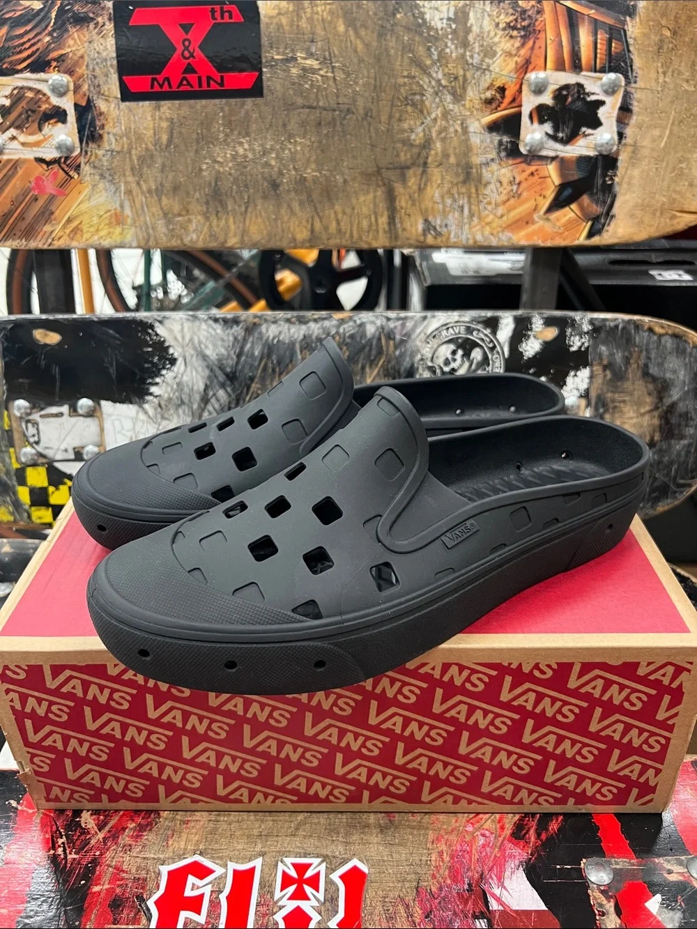 Vans Men's Black Slip-On Clog Sandals